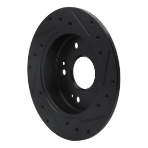 Acura ILX Brake Rotor (1) - Rear Left - R1 Concepts - Drilled & Slotted - Black - `97-`15